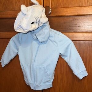 Light Blue Shark Hoodie Zip Up Hood Size 2T